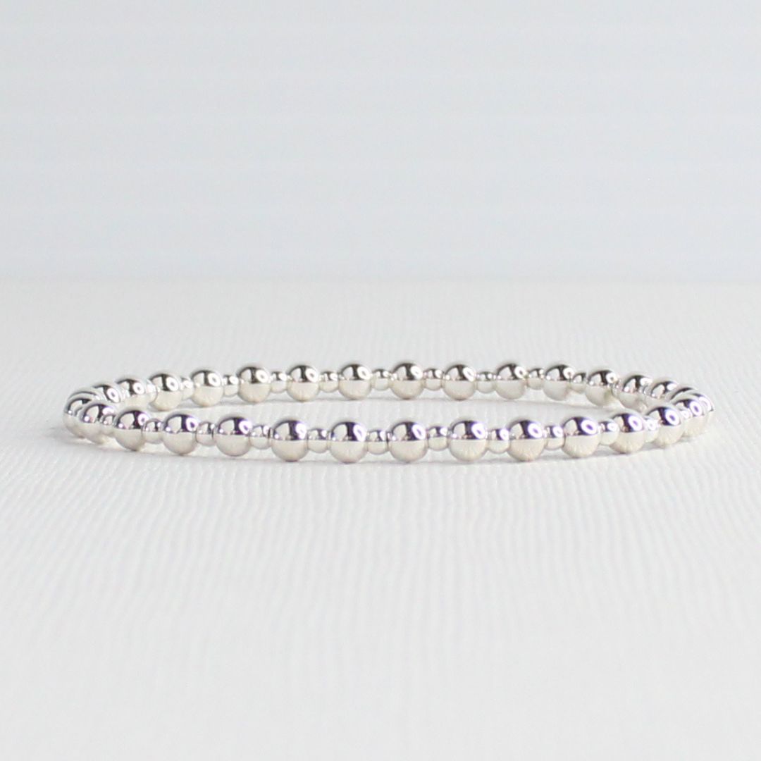 Sterling Silver Bead Stacking Bracelet - 2.5mm, 4mm - Torino