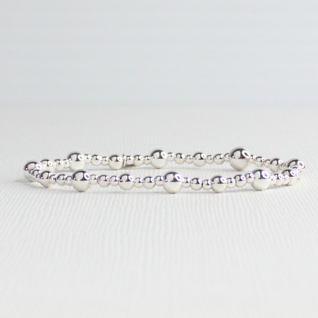 Sterling Silver Bead Stacking Bracelet - 2.5mm, 3mm, 4mm, 5mm - Verona