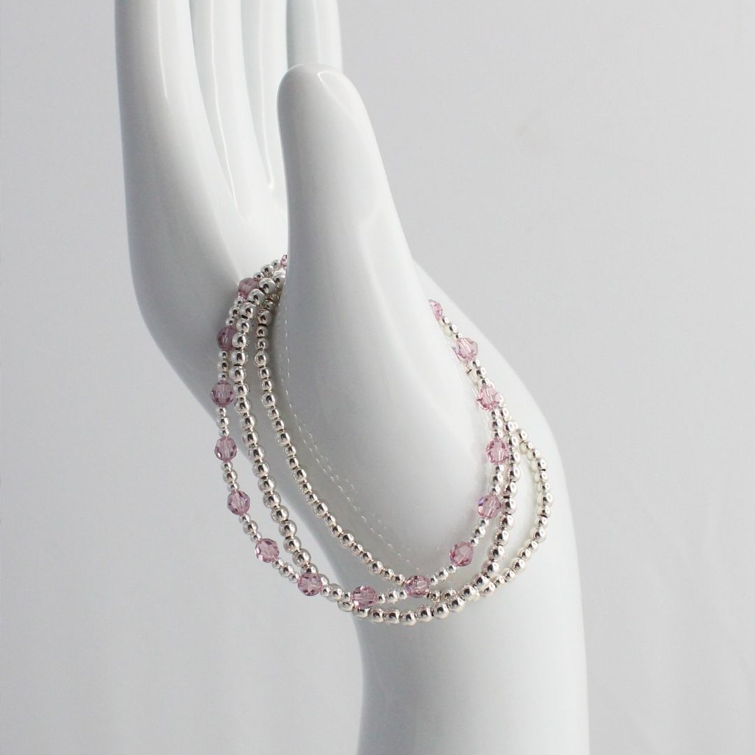 June Birthstone Sterling Silver Bracelet Stack – Made with Swarovski Crystal