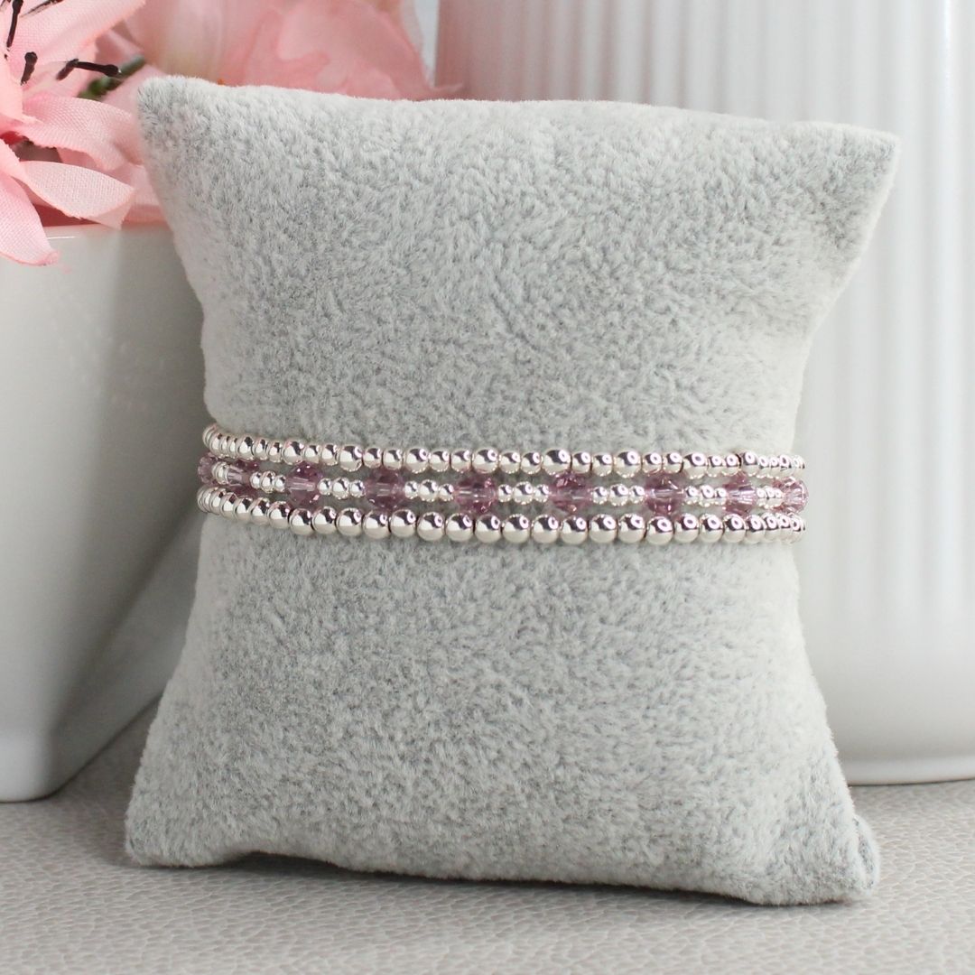 June Birthstone Sterling Silver Bracelet Stack – Made with Swarovski Crystal