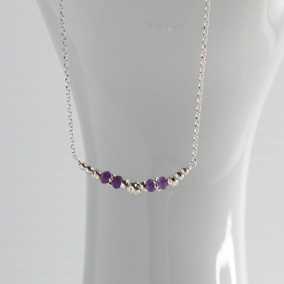 Amethyst Sterling Silver February Birthstone Necklace - Clarity