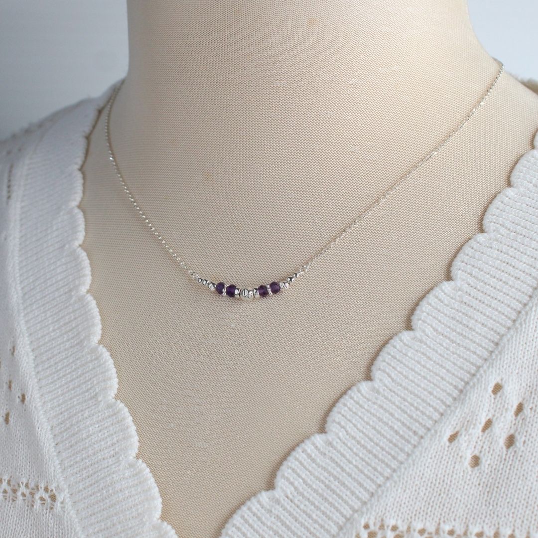 Amethyst Sterling Silver February Birthstone Necklace - Clarity
