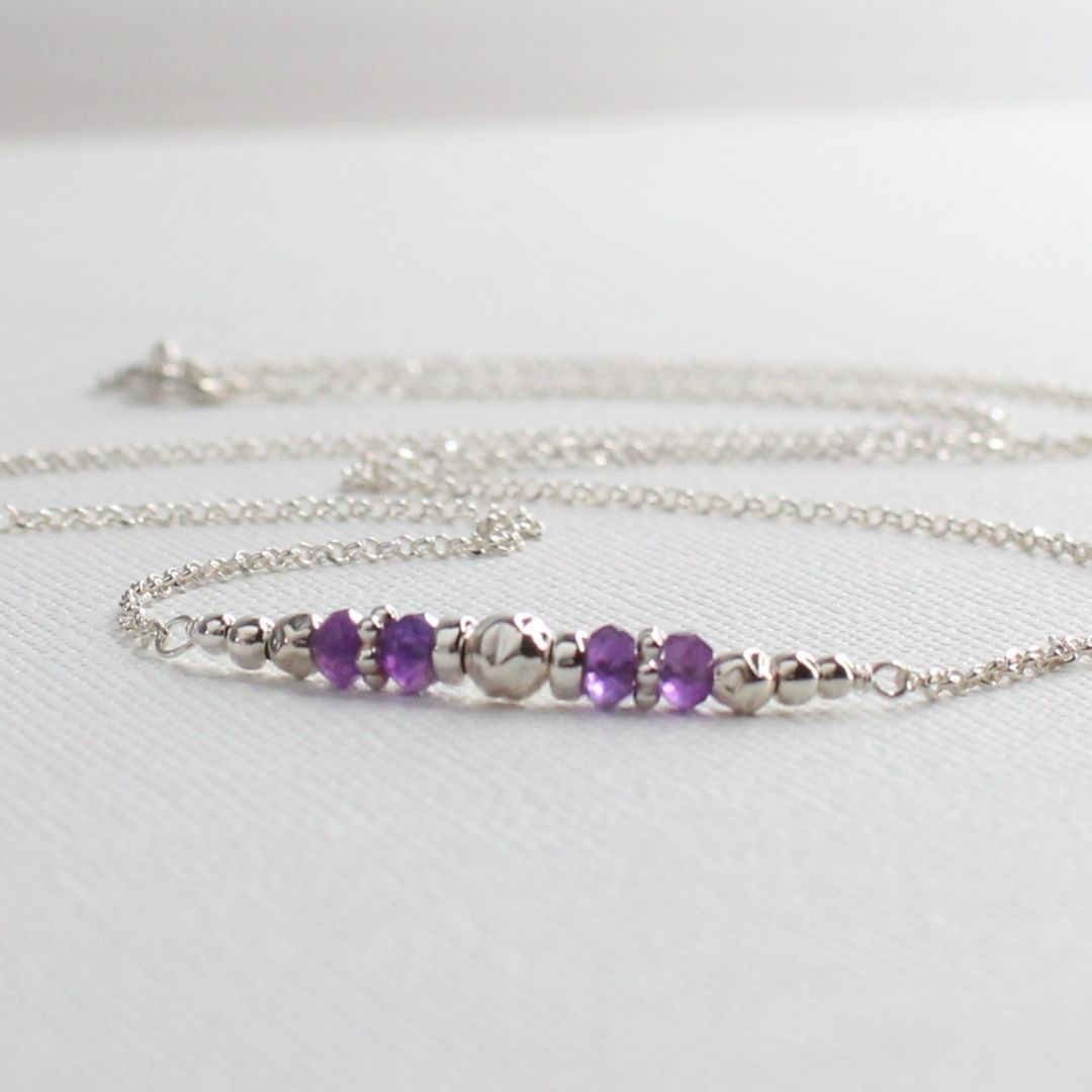 Amethyst Sterling Silver February Birthstone Necklace - Clarity