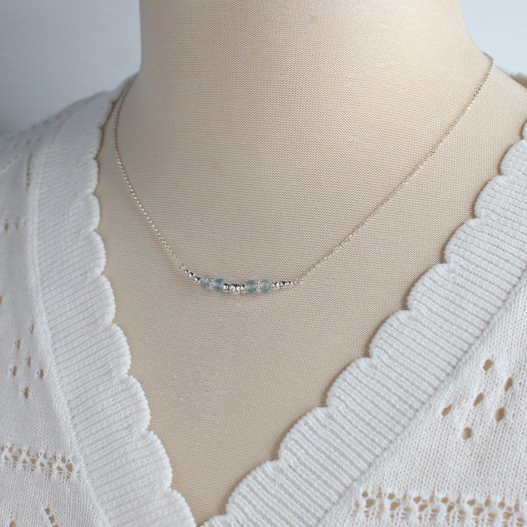 Aquamarine March Birthstone Necklace - Courage