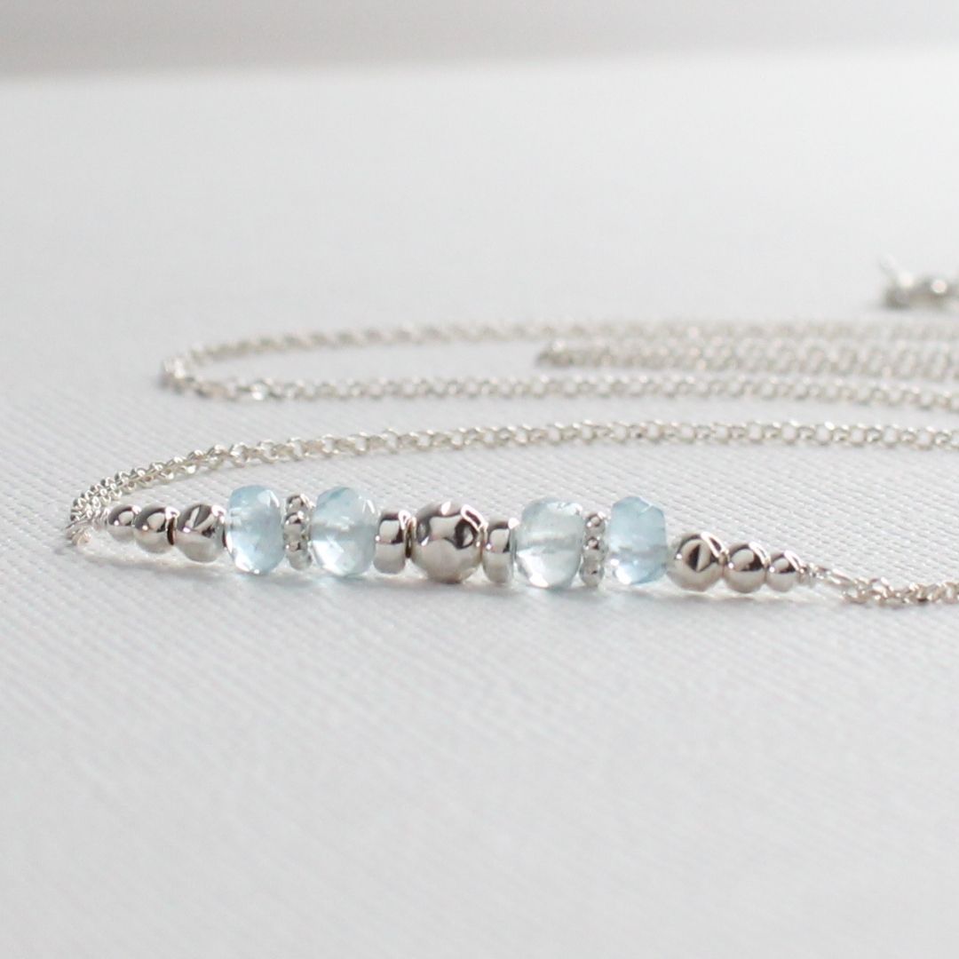 Aquamarine March Birthstone Necklace - Courage