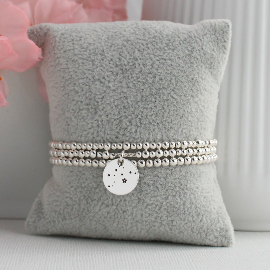 Aquarius Constellation Charm Silver Bead Bracelet – Bella Love Drop