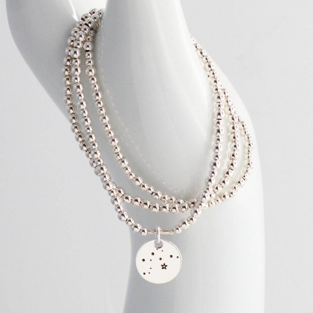 Aquarius Constellation Charm Silver Bead Bracelet – Bella Love Drop