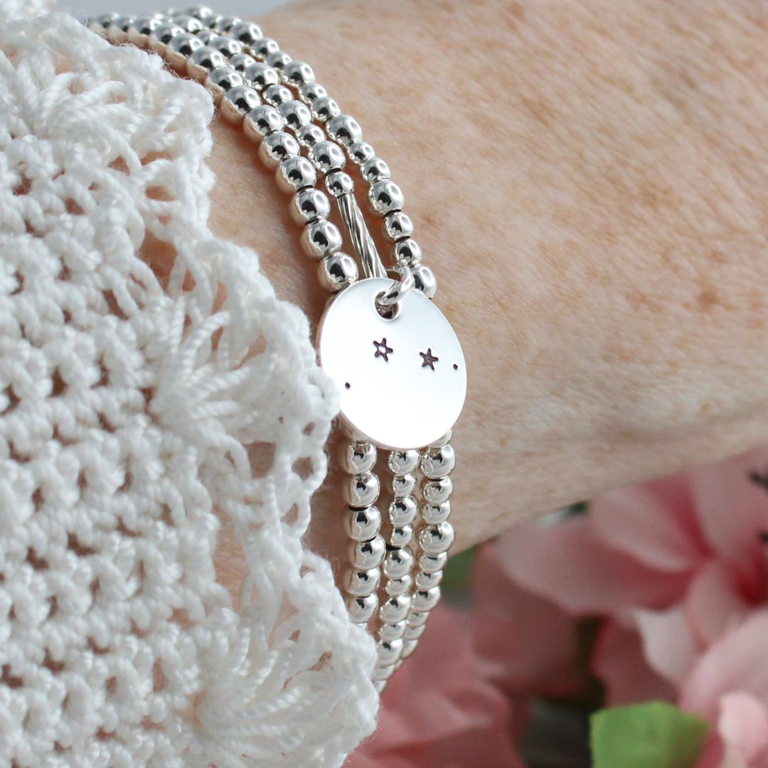Aries Constellation Charm Silver Bead Bracelet – Bella Love Drop