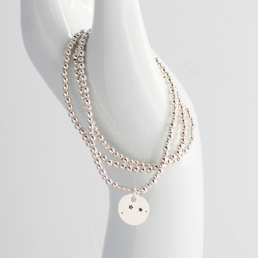 Aries Constellation Charm Silver Bead Bracelet – Bella Love Drop
