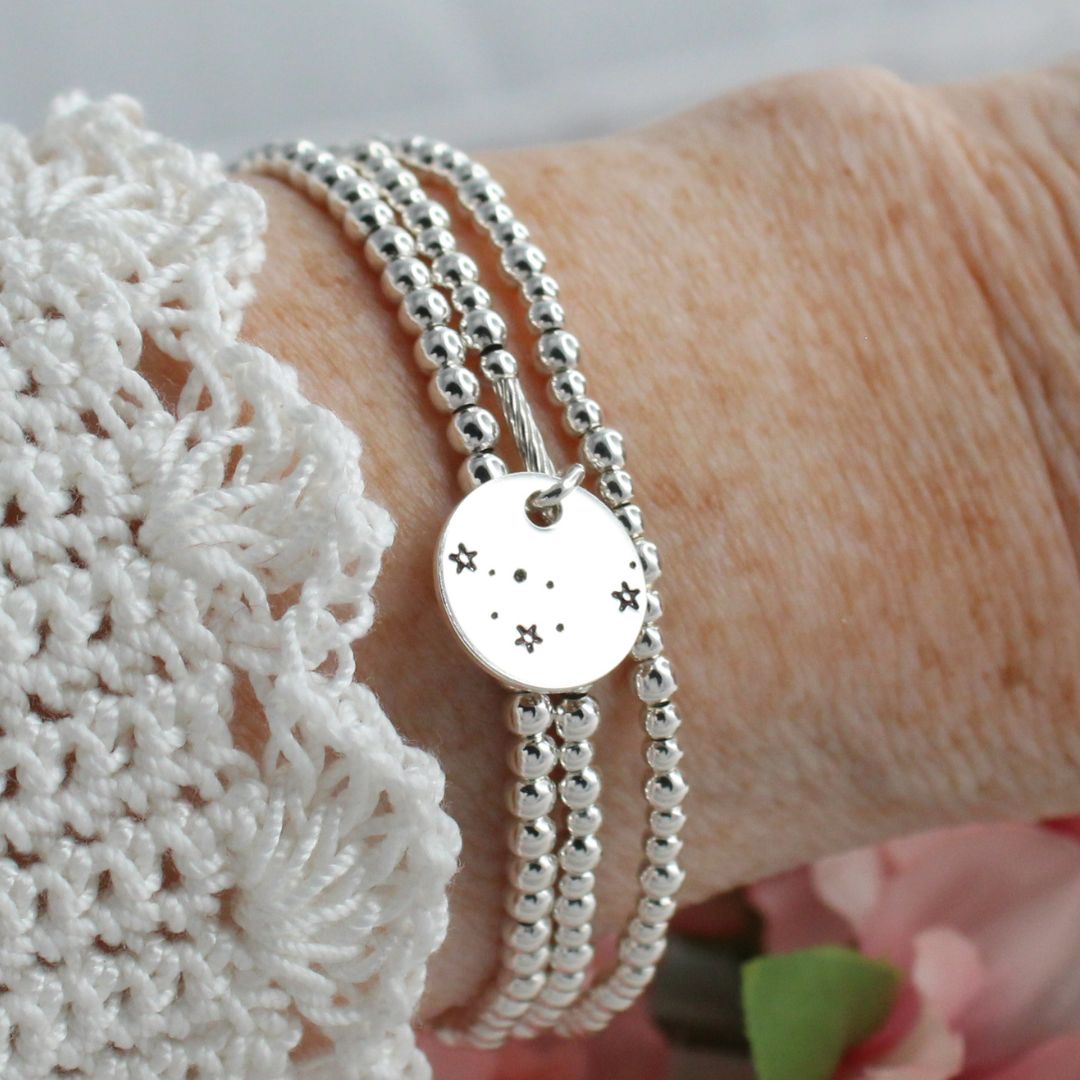 Capricorn Constellation Charm Silver Bead Bracelet – Bella Love Drop