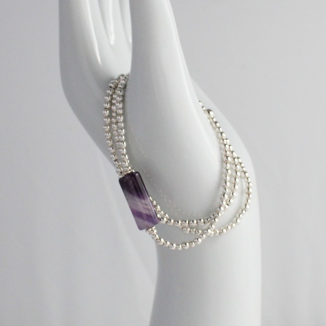 Sterling Silver Amethyst Beaded Bracelet - Twilight Muse