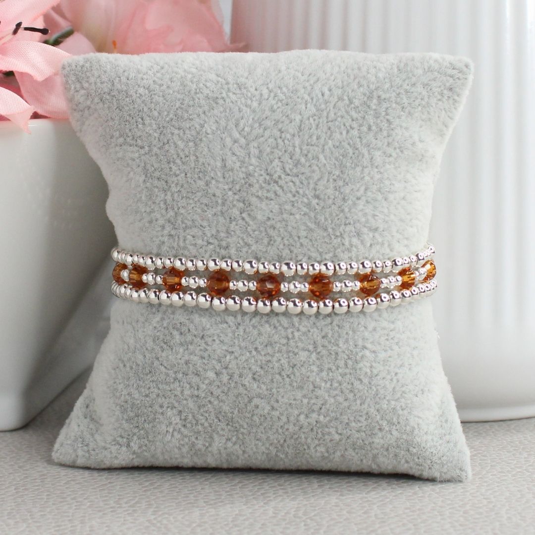 November Birthstone Sterling Silver Bracelet Stack – Made with Swarovski Crystal