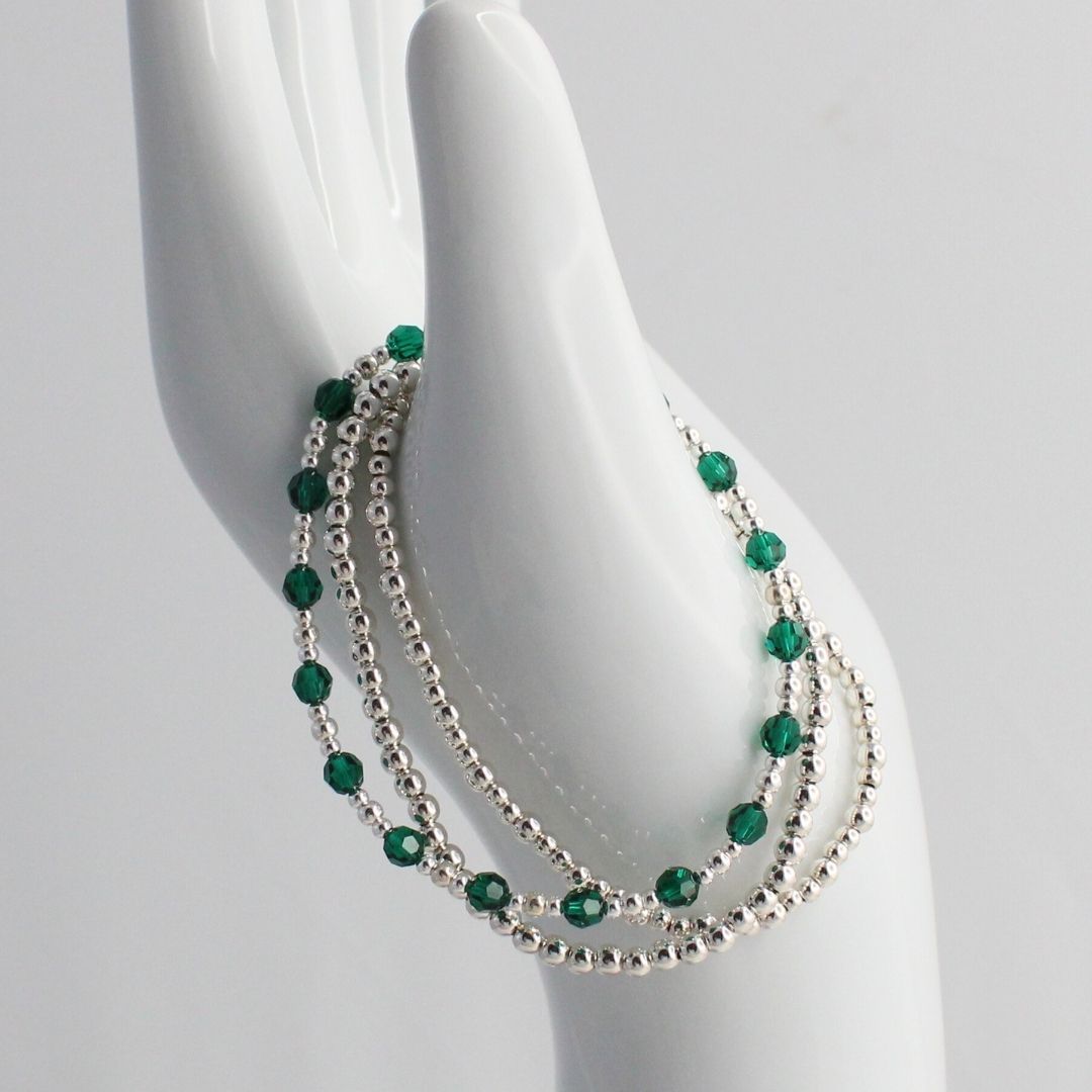 May Birthstone Sterling Silver Bracelet Stack – Made with Swarovski Crystal