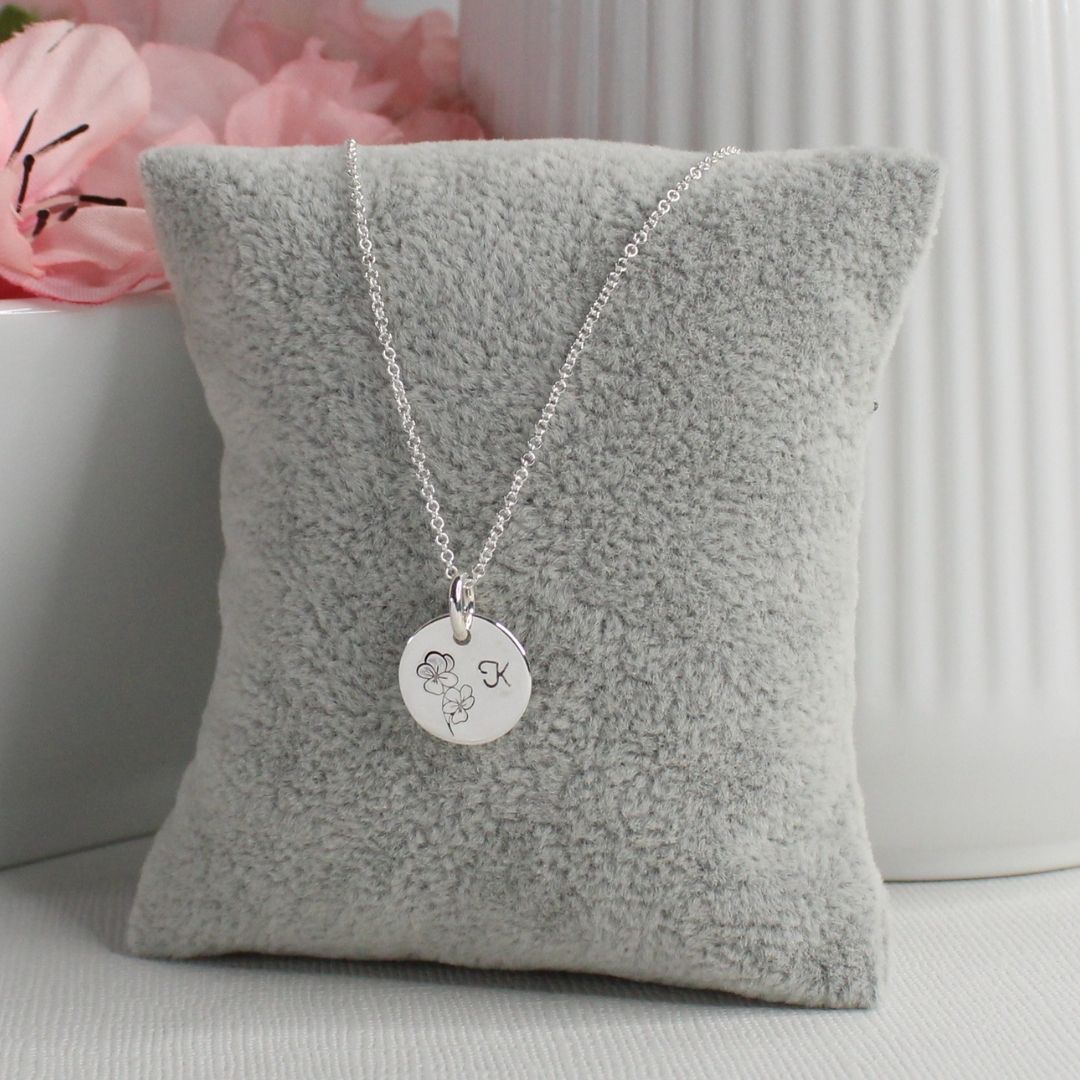 February Birth Flower Pendant Necklace – Violet Bella Love Drop
