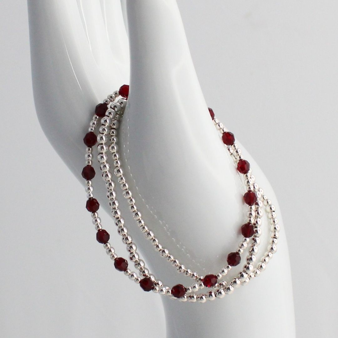 January Birthstone Sterling Silver Bracelet Stack – Made with Swarovski Crystal