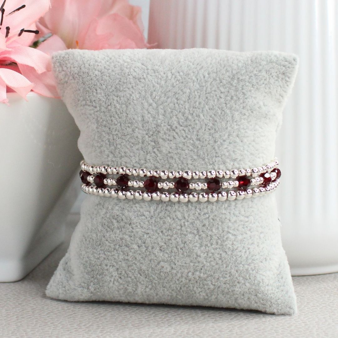 January Birthstone Sterling Silver Bracelet Stack – Made with Swarovski Crystal