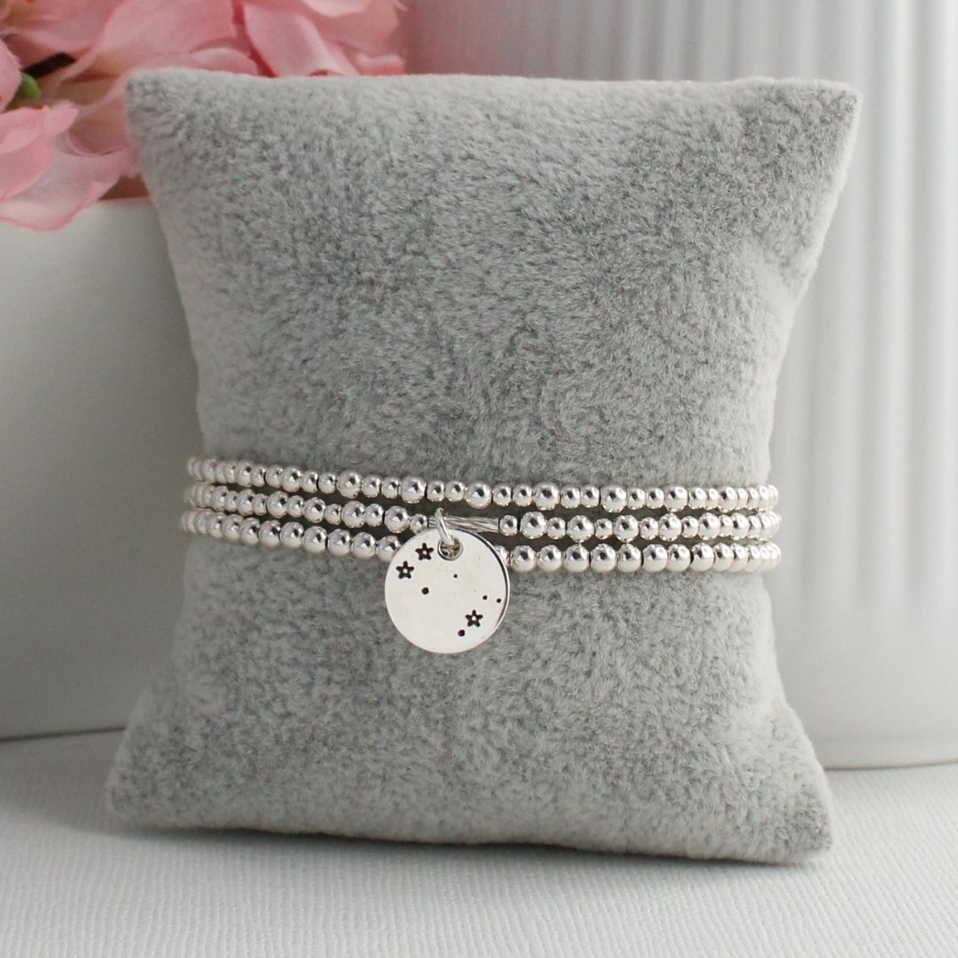 Gemini Constellation Charm Silver Bead Bracelet – Bella Love Drop