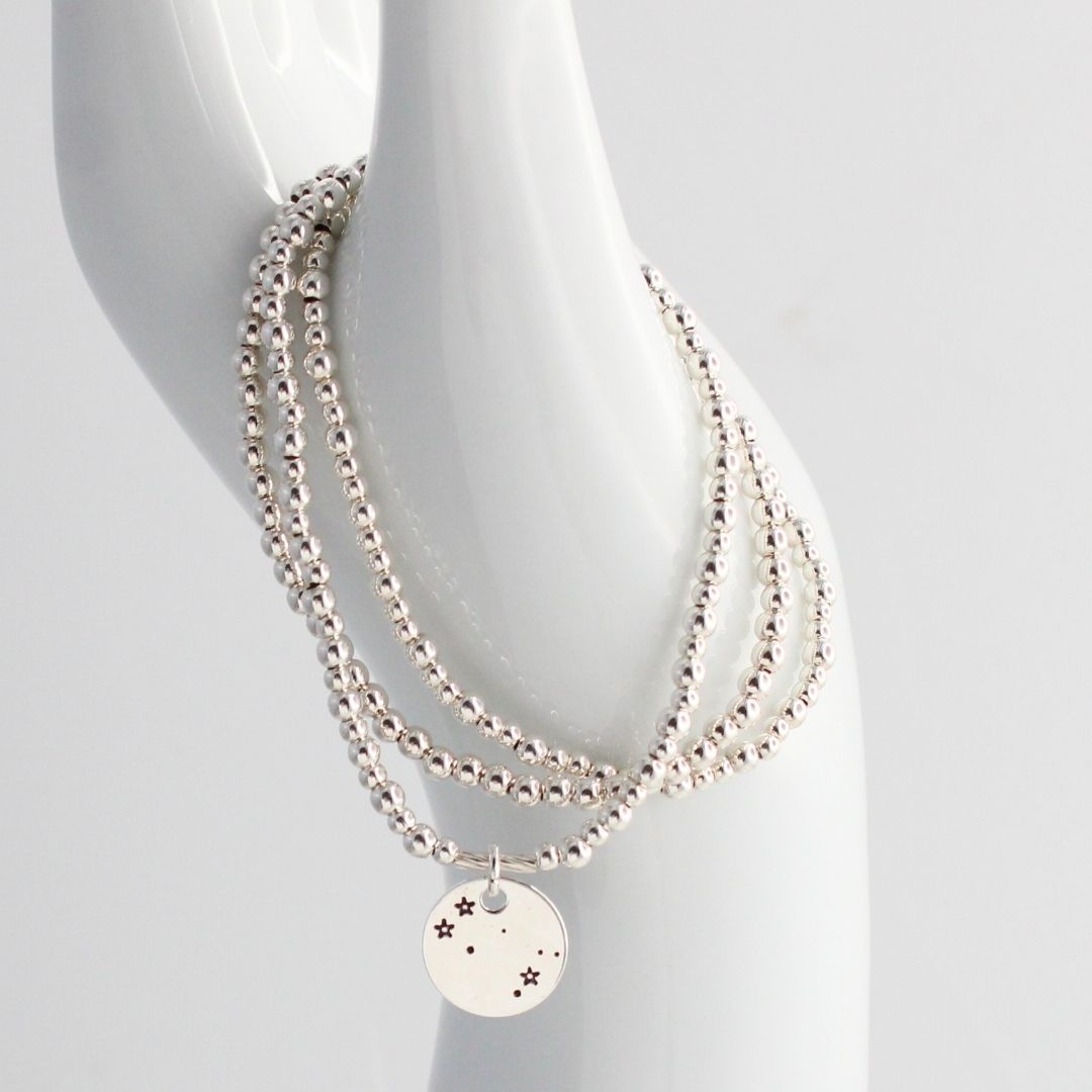Gemini Constellation Charm Silver Bead Bracelet – Bella Love Drop