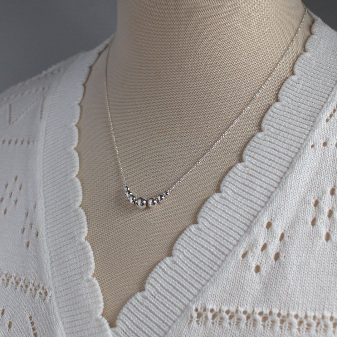 Graduated Bead Sterling Silver Bead Necklace - Sophia