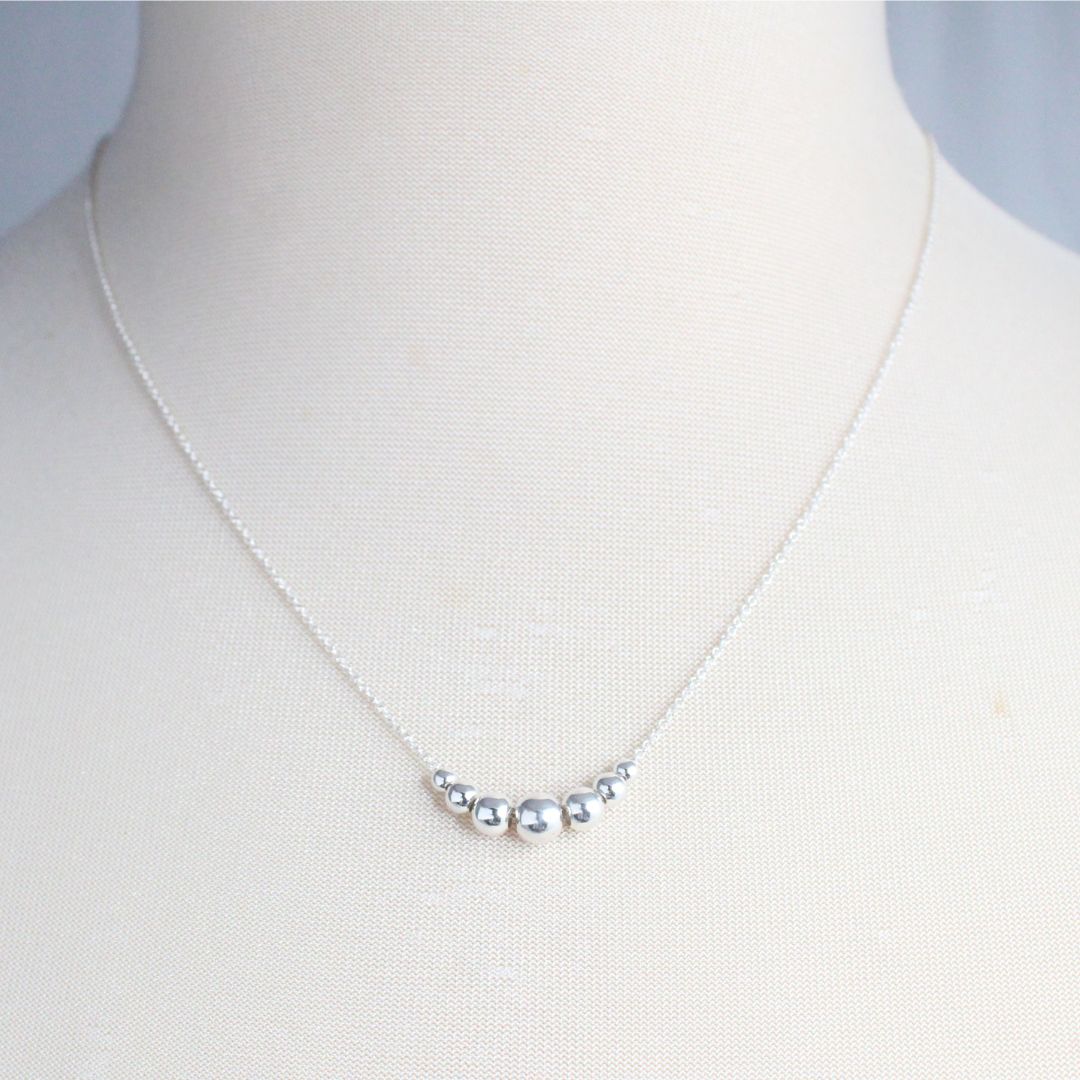 Graduated Bead Sterling Silver Bead Necklace - Sophia