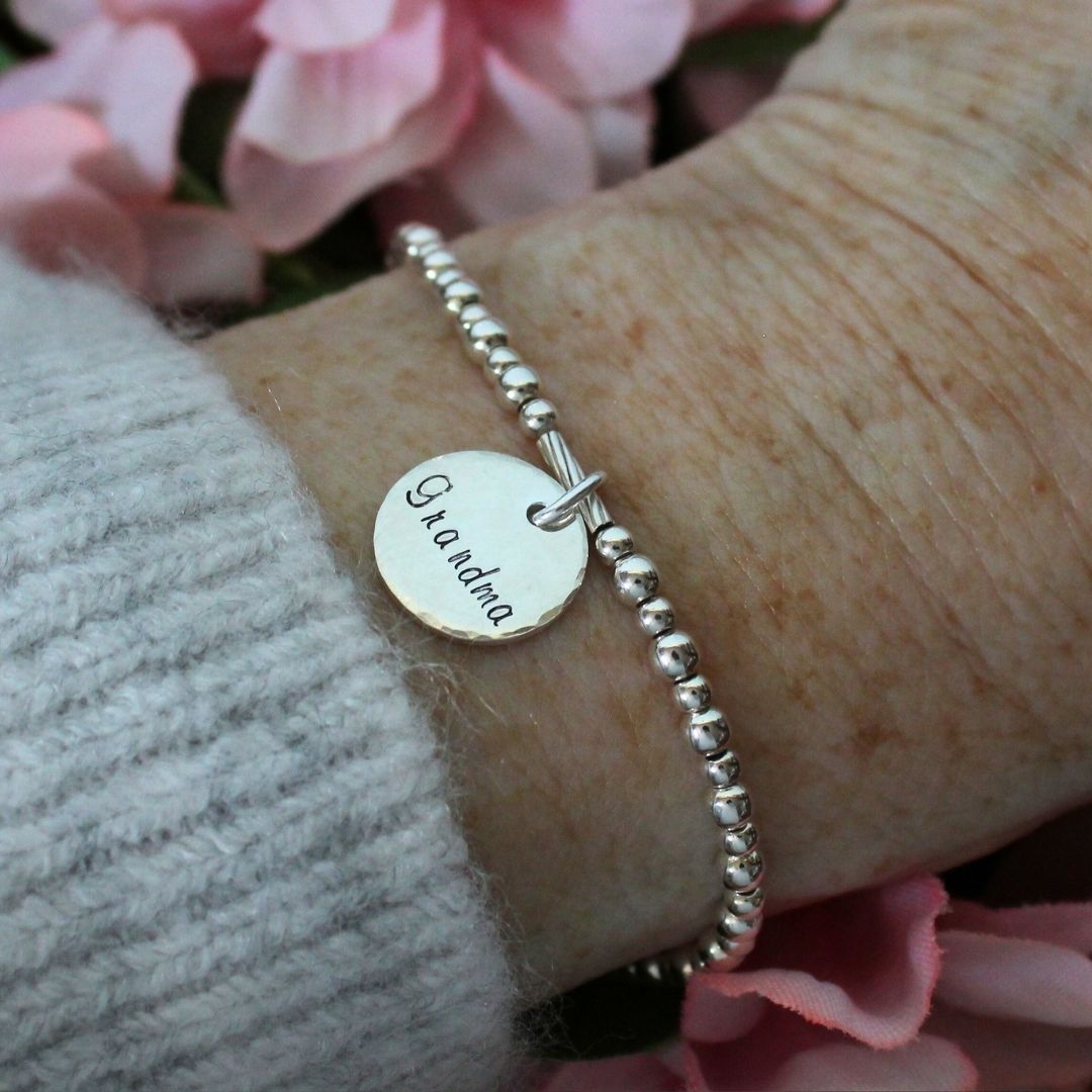 Grandma Name Silver Bead Bracelet – Bella Love Drop