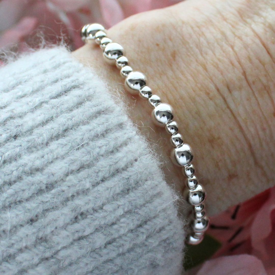 Lucca - Sterling Silver Plain Bead Bracelet