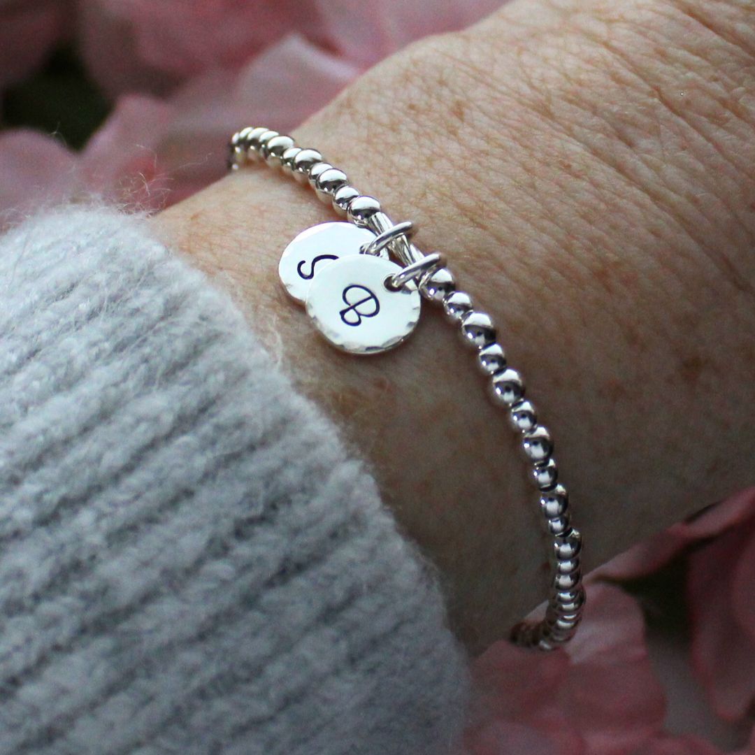 Sterling Silver Stacking Bracelet with Initial Charm – Mia Love Drop