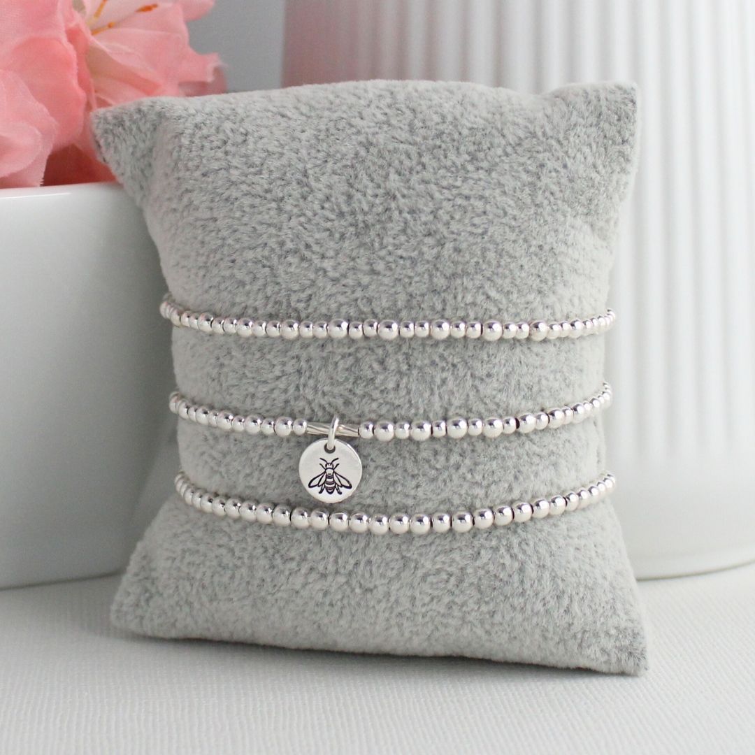 Sterling Silver Stacking Bracelet with Bee Charm – Mia Love Drop