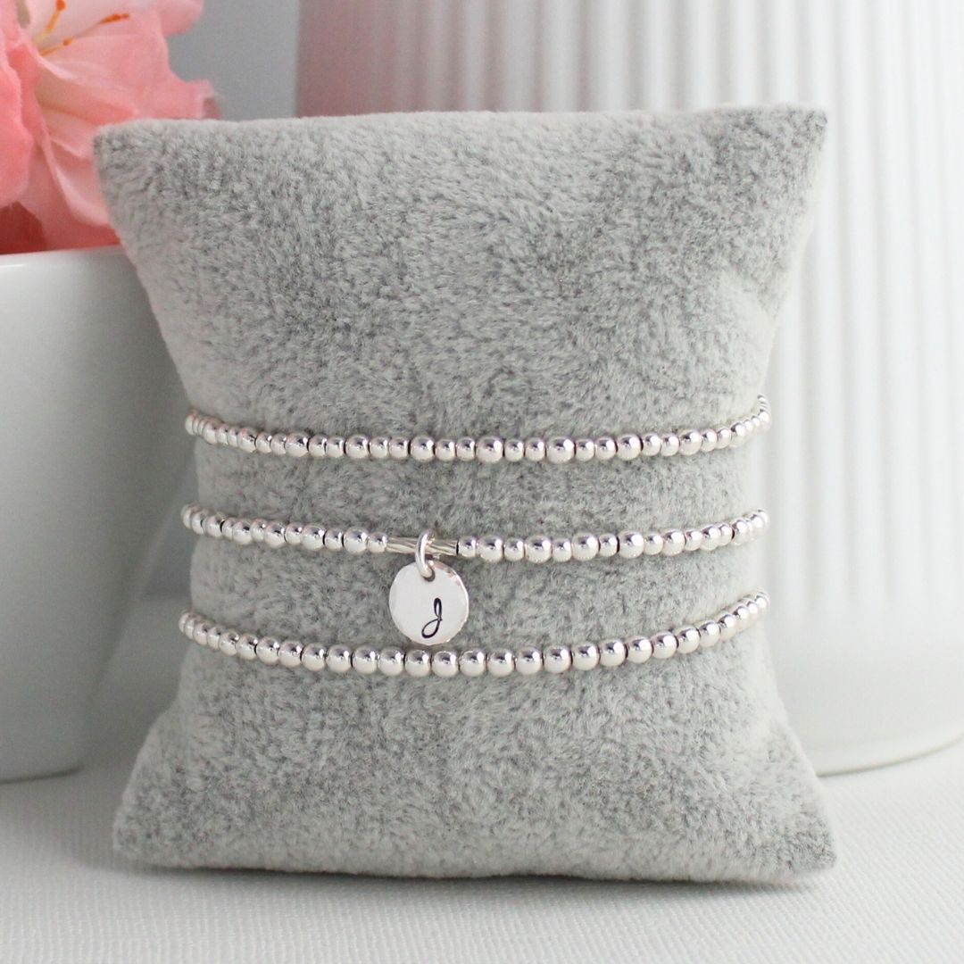 Sterling Silver Stacking Bracelet with Initial Charm – Mia Love Drop