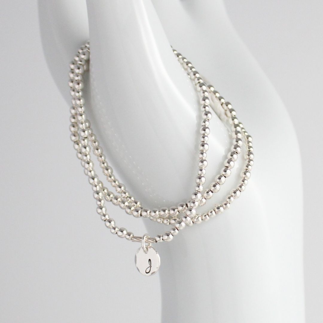Sterling Silver Stacking Bracelet with Initial Charm – Mia Love Drop
