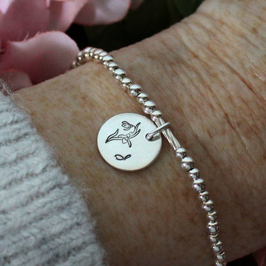 January Birth Flower Bracelet – Snow Drop Bella Love Drop
