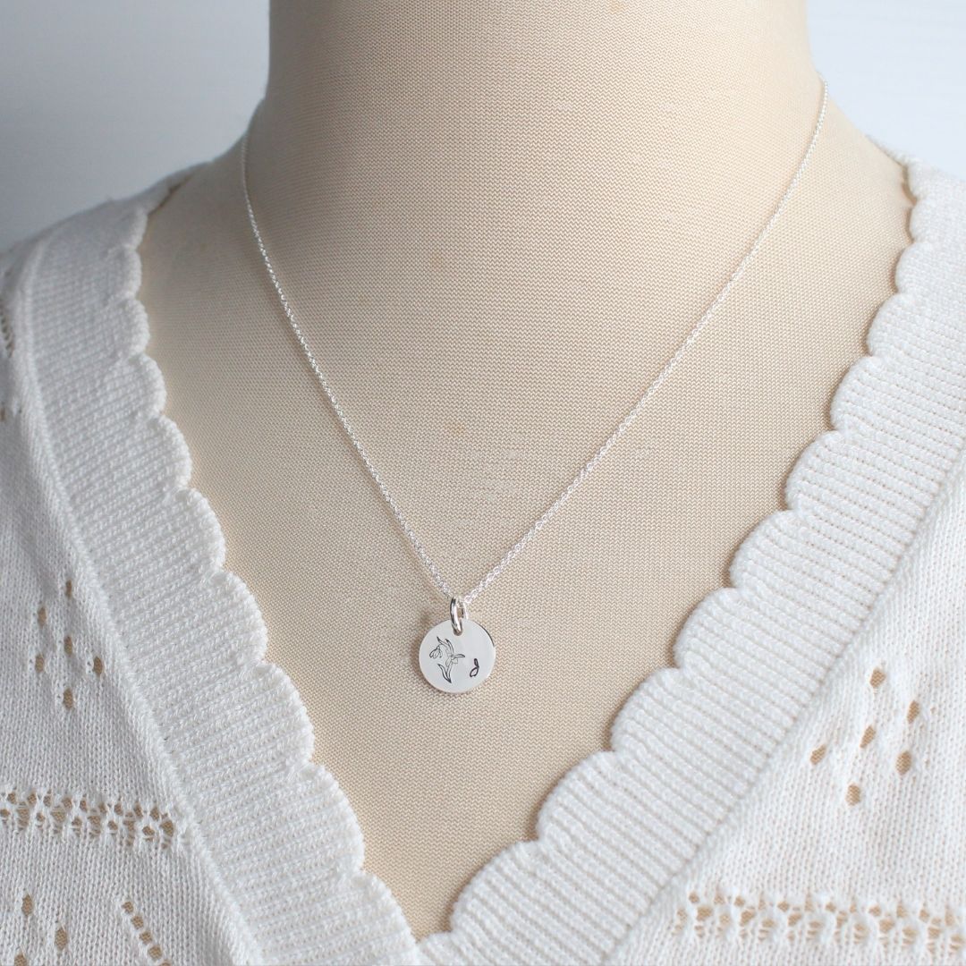 January Birth Flower Pendant Necklace – Snow Drop Bella Love Drop
