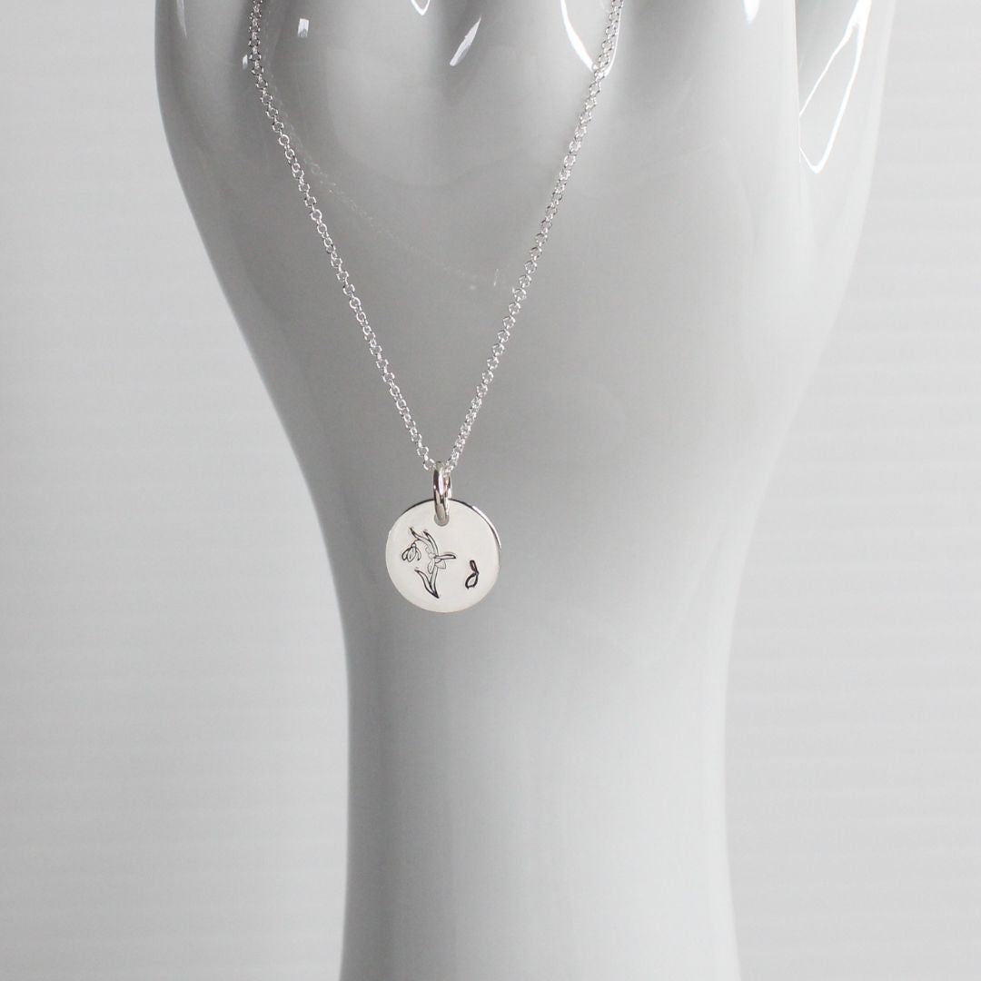 January Birth Flower Pendant Necklace – Snow Drop Bella Love Drop