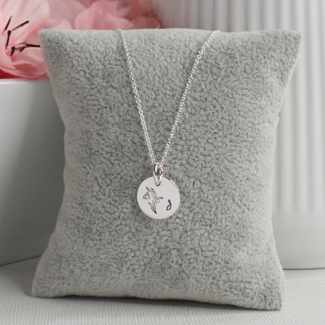 January Birth Flower Pendant Necklace – Snow Drop Bella Love Drop