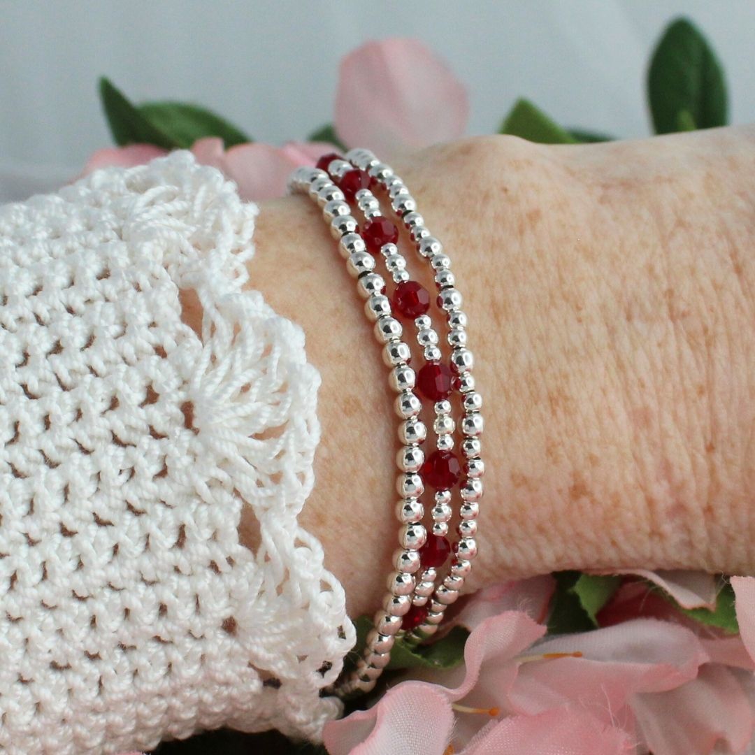 July Birthstone Sterling Silver Bracelet Stack – Made with Swarovski Crystal
