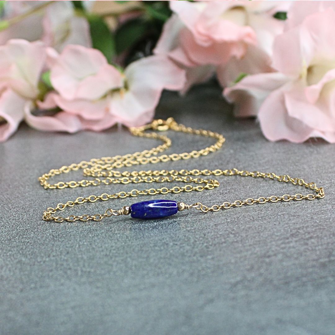 Lapis Lazuli Bead Gold Filled Necklace