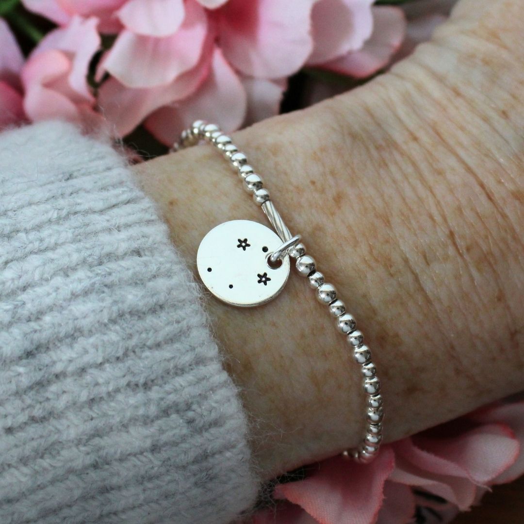 Libra Constellation Charm Silver Bead Bracelet – Bella Love Drop
