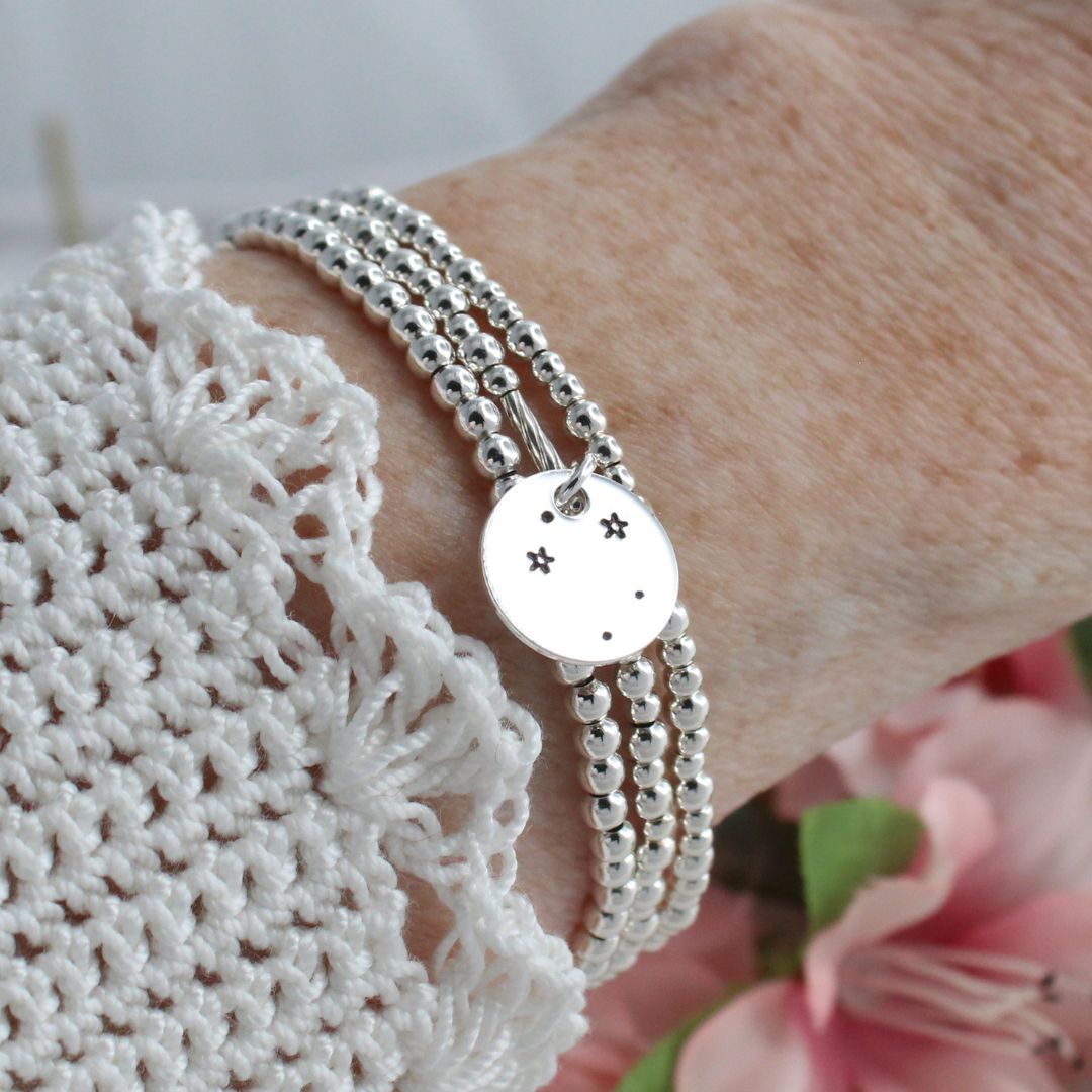 Libra Constellation Charm Silver Bead Bracelet – Bella Love Drop