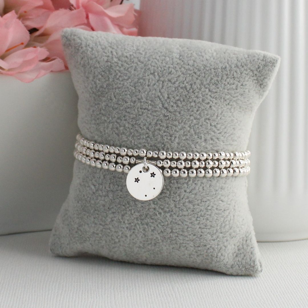 Libra Constellation Charm Silver Bead Bracelet – Bella Love Drop
