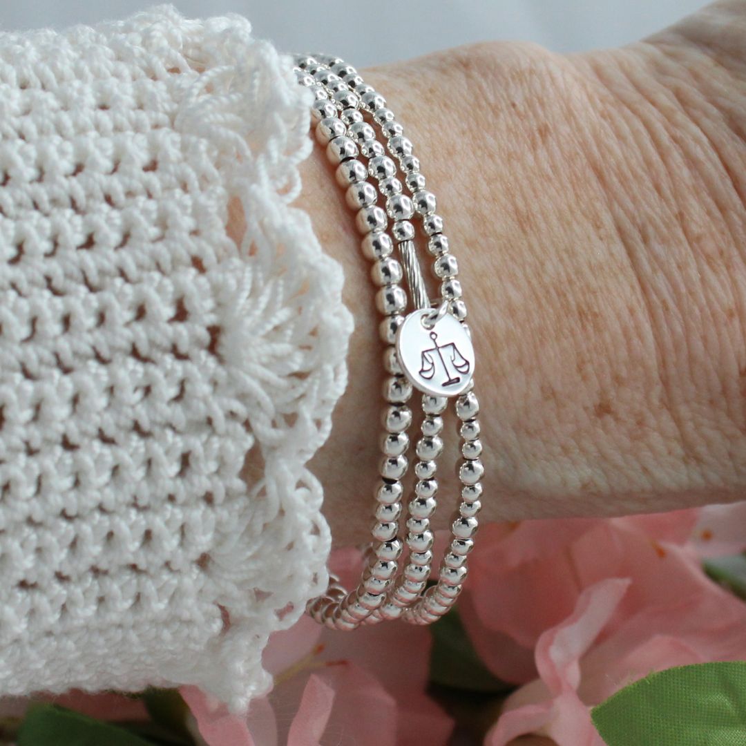 Libra Zodiac Sterling Silver Stacking Bracelet – Mia Love Drop