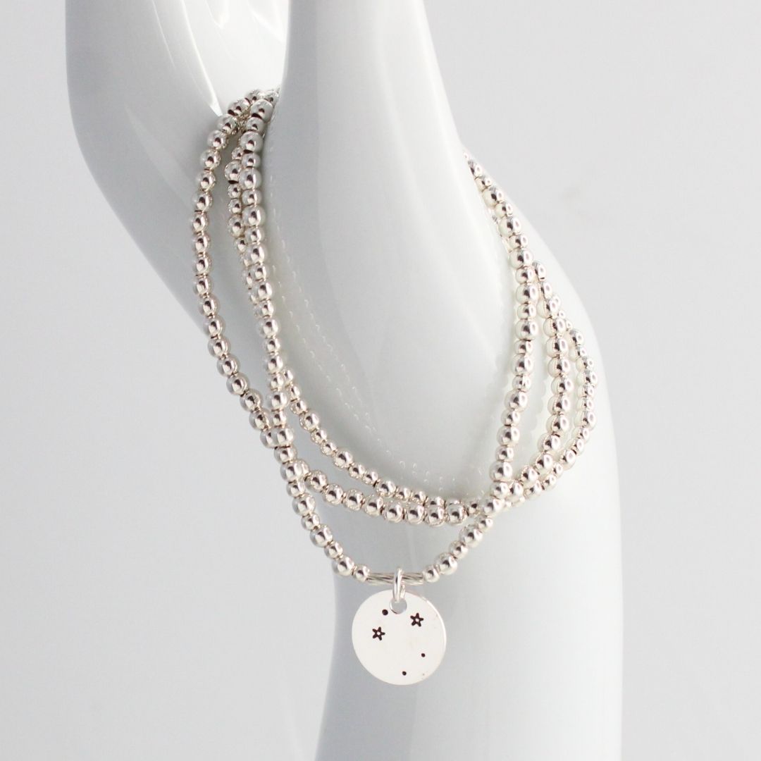 Libra Constellation Charm Silver Bead Bracelet – Bella Love Drop