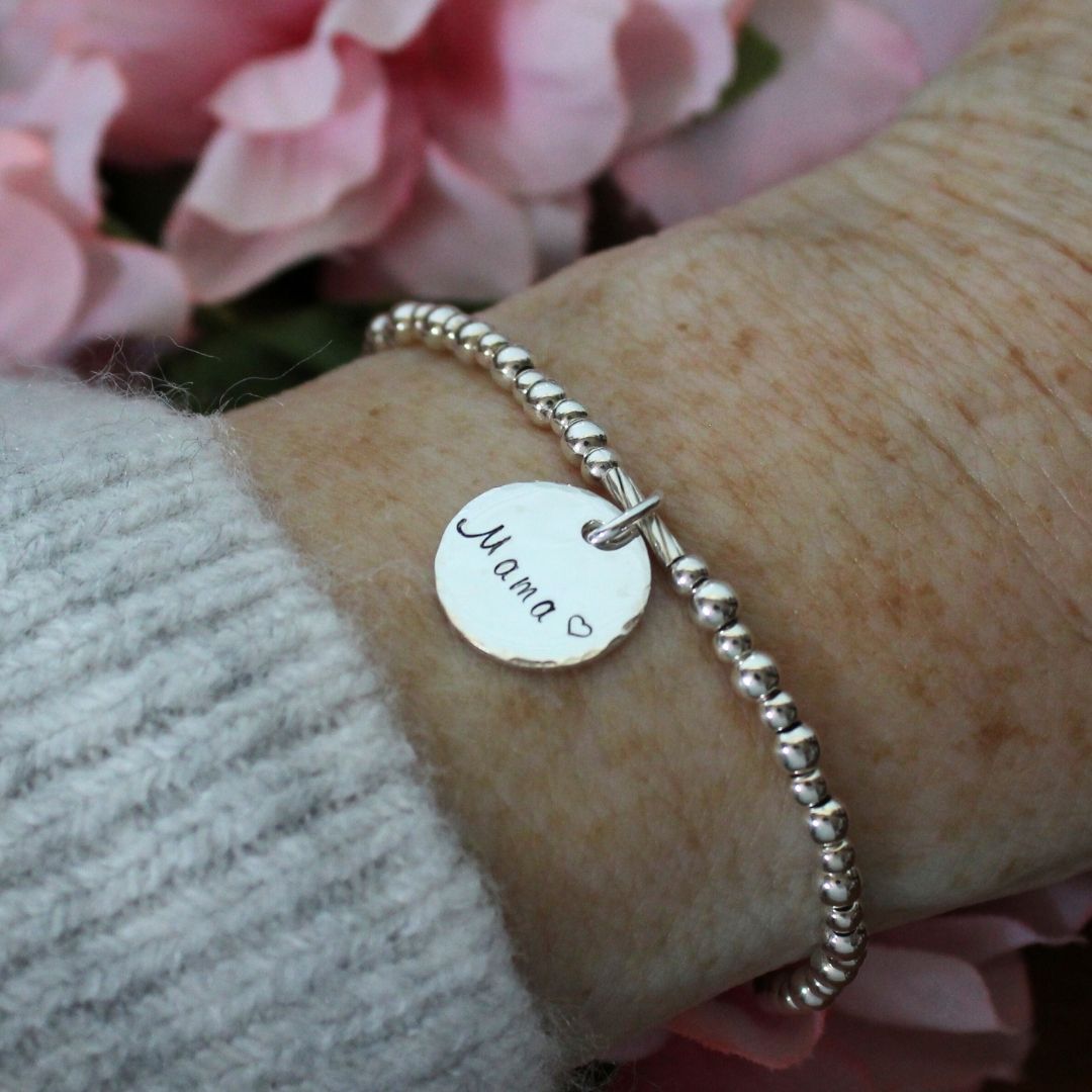 Mama Name Charm Silver Bead Bracelet – Bella Love Drop