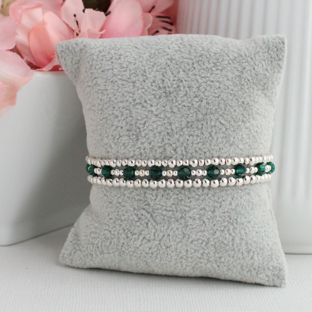 May Birthstone Sterling Silver Bracelet Stack – Made with Swarovski Crystal