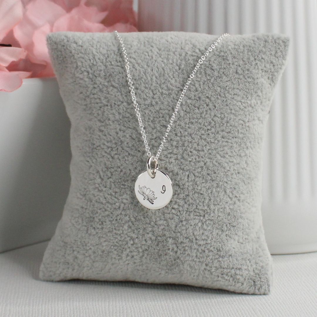 November Birth Flower Pendant Necklace – Chrysanthemum Bella Love Drop