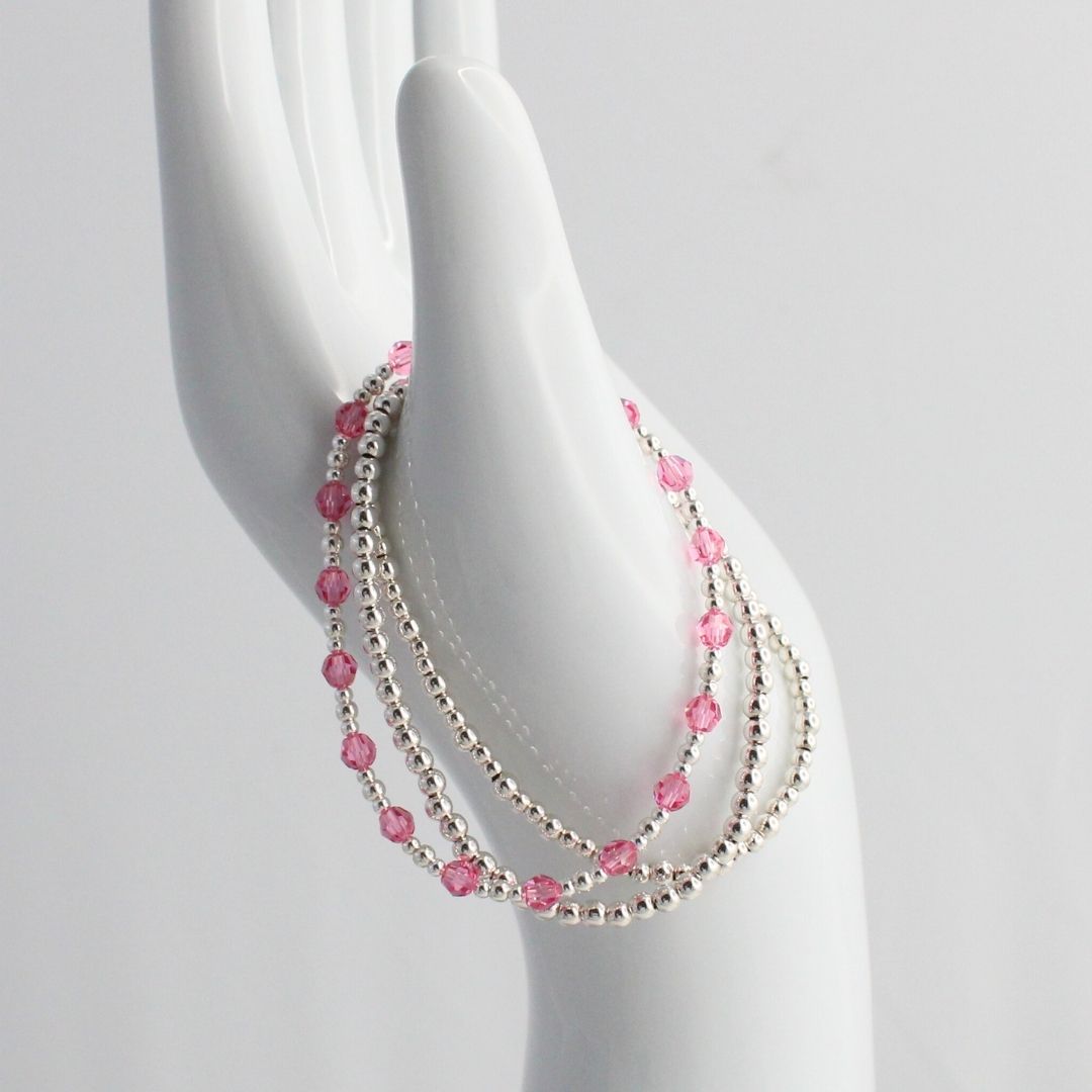 October Birthstone Sterling Silver Bracelet Stack – Made with Swarovski Crystal