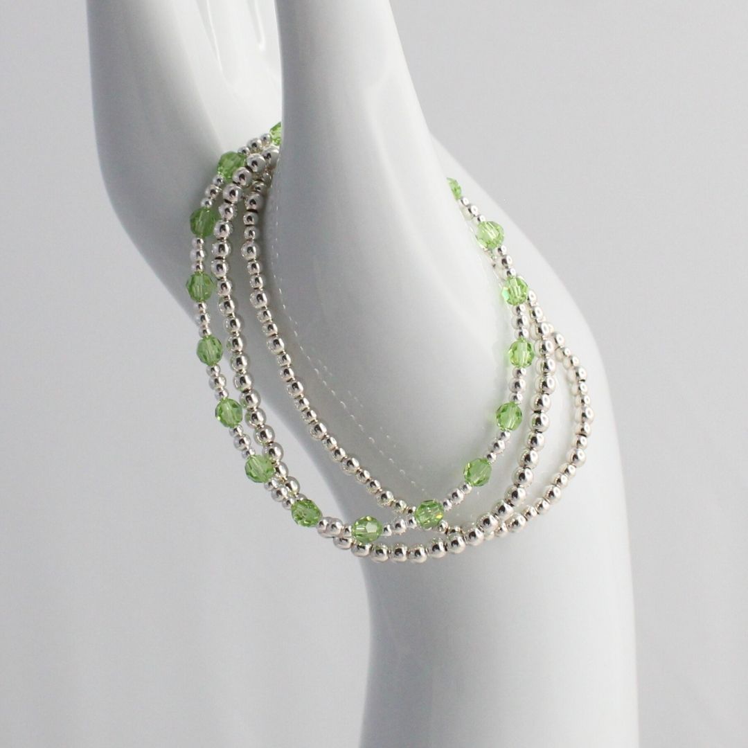 August Birthstone Sterling Silver Bracelet Stack – Made with Swarovski Crystal