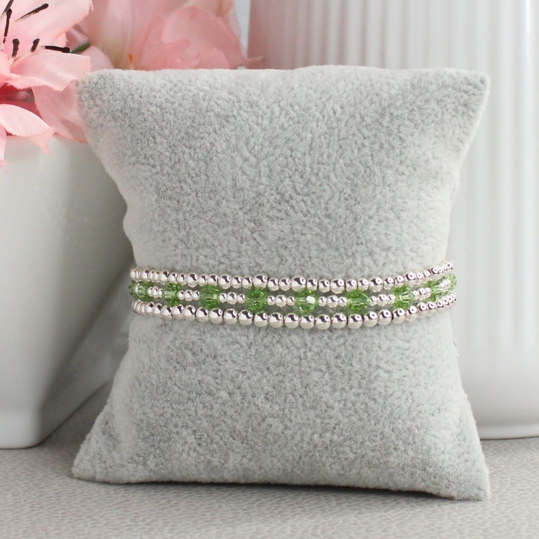 August Birthstone Sterling Silver Bracelet Stack – Made with Swarovski Crystal