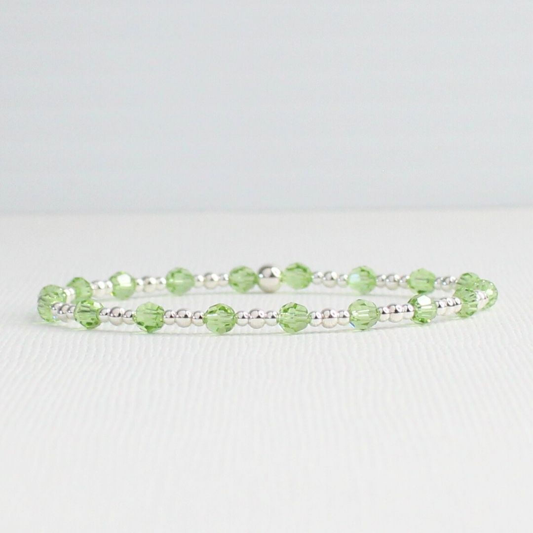August Birthstone Sterling Silver Bracelet Stack – Made with Swarovski Crystal
