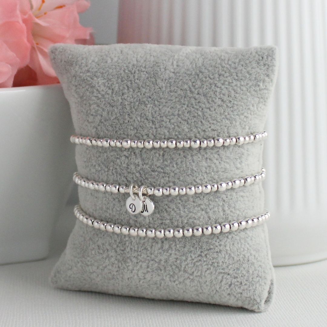 Personalized Initial Heart Charm Silver Bead Bracelet – Ella Love Drop
