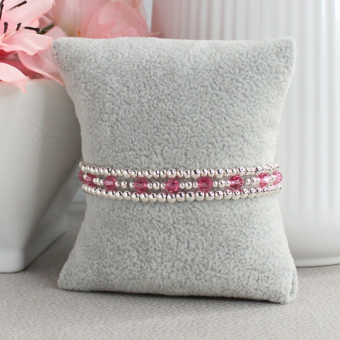 October Birthstone Sterling Silver Bracelet Stack – Made with Swarovski Crystal